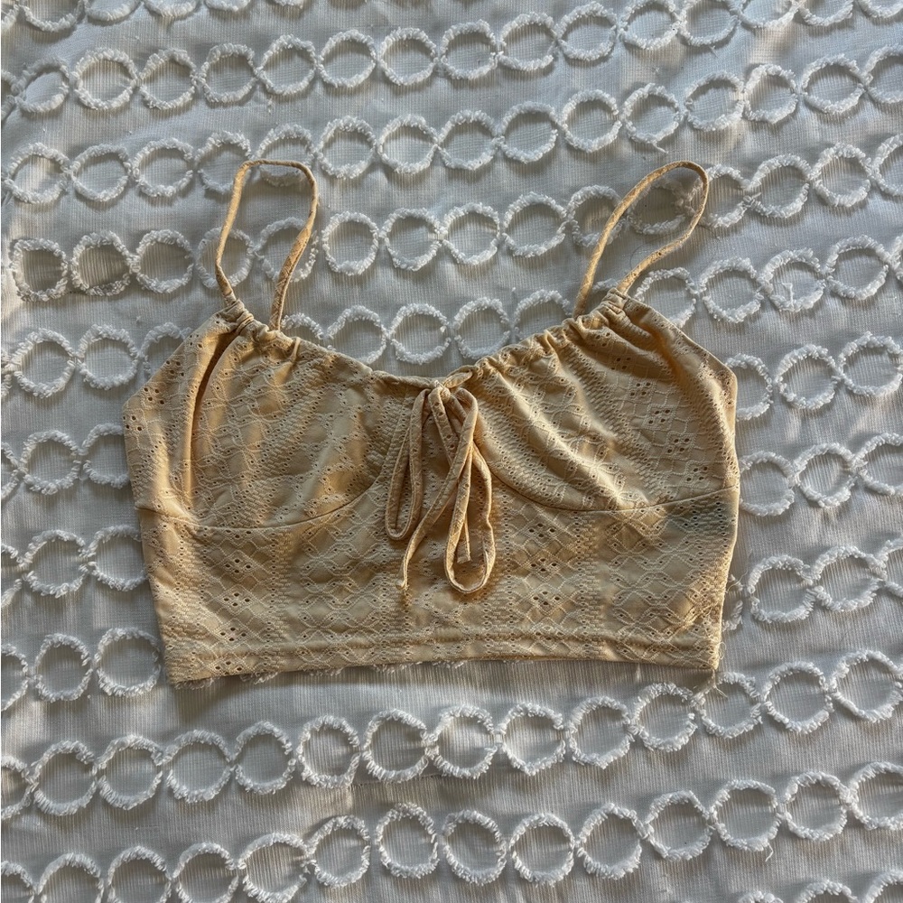 Beige Lace Crop Top
